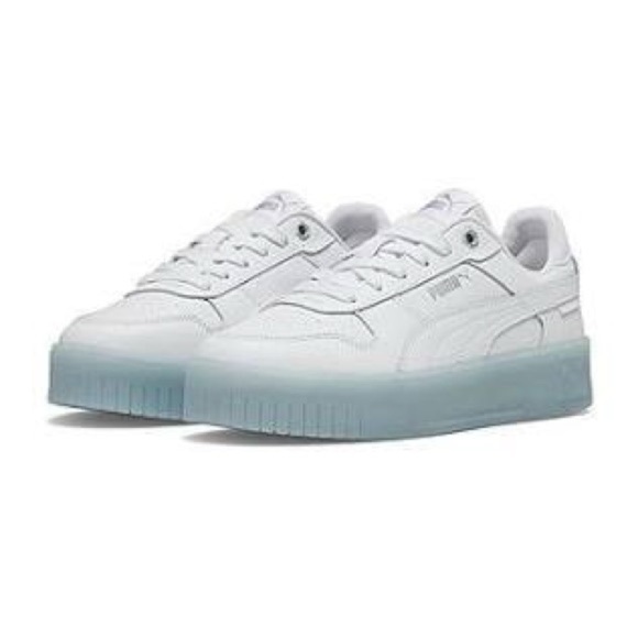Puma White and Blue Sneakers with Elevated Sole - Picture 1 of 6